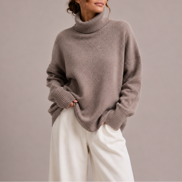 Women’s Oversized Turtleneck Sweater – Relaxed Knit Jumper