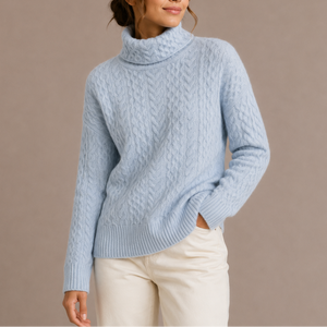 Women’s Cable Knit Turtleneck Sweater – Chunky Winter Jumper
