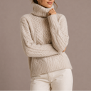 Women’s Cable Knit Turtleneck Sweater – Chunky Winter Jumper