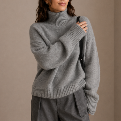 Women’s Oversized Turtleneck Sweater – Soft Relaxed Knit Jumper