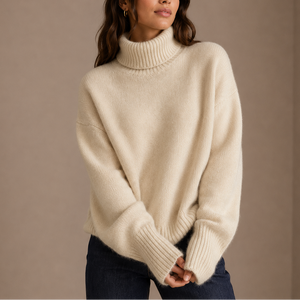 Women’s Oversized Turtleneck Sweater – Soft Relaxed Knit Jumper