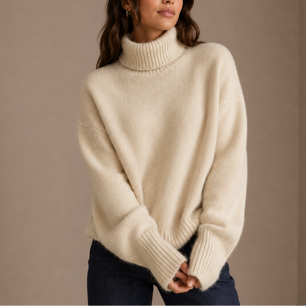 Women’s Oversized Turtleneck Sweater – Soft Relaxed Knit Jumper