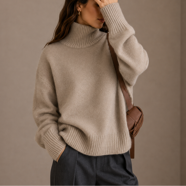 Women’s Oversized Turtleneck Sweater – Soft Relaxed Knit Jumper