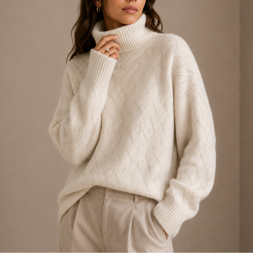 Women’s Textured Turtleneck Sweater – Soft Winter Knit Jumper