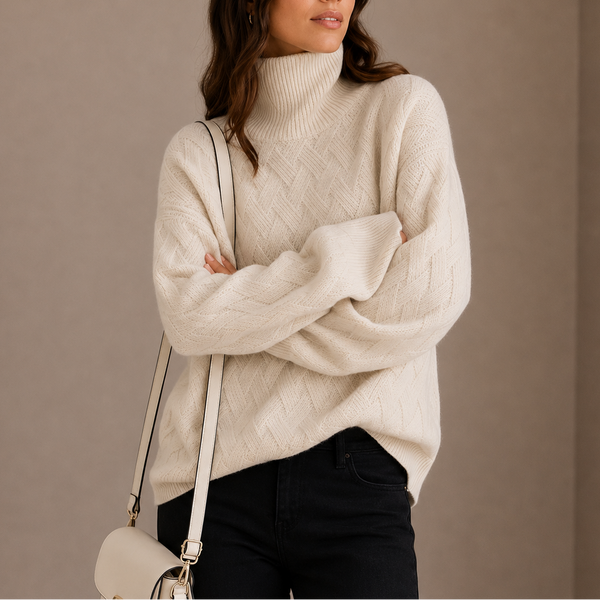 Women’s Textured Turtleneck Sweater – Soft Winter Knit Jumper