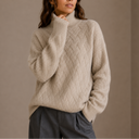 Women’s Textured Turtleneck Sweater – Soft Winter Knit Jumper