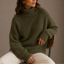 Women’s Chunky Turtleneck Sweater – Oversized Knit Jumper