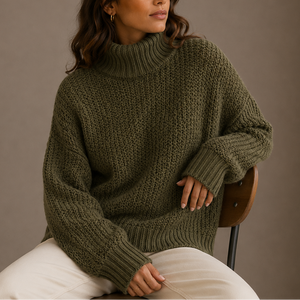 Women’s Chunky Turtleneck Sweater – Oversized Knit Jumper