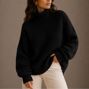 Women’s Chunky Turtleneck Sweater – Oversized Knit Jumper