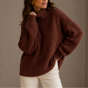 Women’s Chunky Turtleneck Sweater – Oversized Knit Jumper