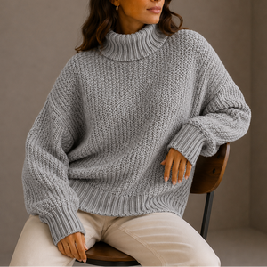 Women’s Chunky Turtleneck Sweater – Oversized Knit Jumper