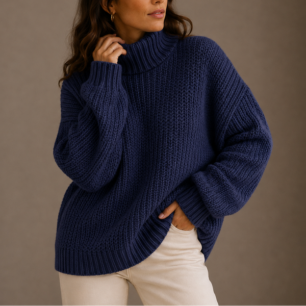 Women’s Chunky Turtleneck Sweater – Oversized Knit Jumper