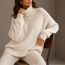 Women’s Chunky Turtleneck Sweater – Oversized Knit Jumper