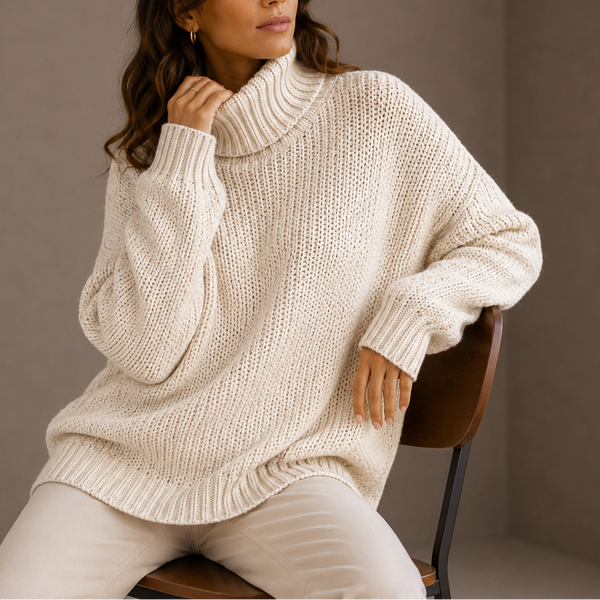 Women’s Chunky Turtleneck Sweater – Oversized Knit Jumper