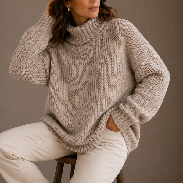 Women’s Chunky Turtleneck Sweater – Oversized Knit Jumper