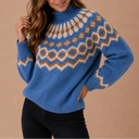 Women’s Fair Isle Turtleneck Sweater – Nordic Winter Knit Jumper