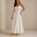 Women’s Floral Lace Maxi Dress – Elegant Sleeveless Evening Dress