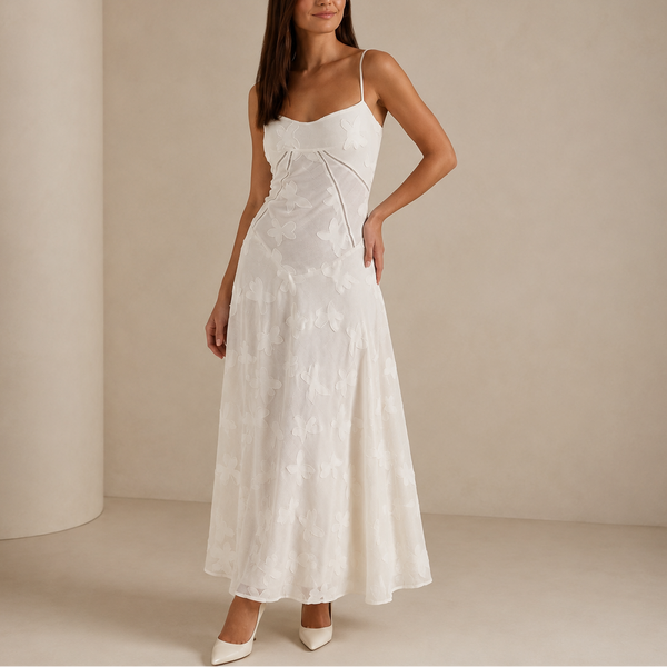 Women’s Floral Lace Maxi Dress – Elegant Sleeveless Evening Dress