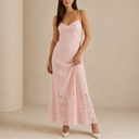 Women’s Floral Lace Maxi Dress – Elegant Sleeveless Evening Dress