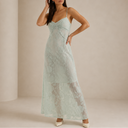 Women’s Floral Lace Maxi Dress – Elegant Sleeveless Evening Dress