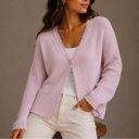 Women’s Knit Cardigan – V-Neck Lightweight Button-Up Style