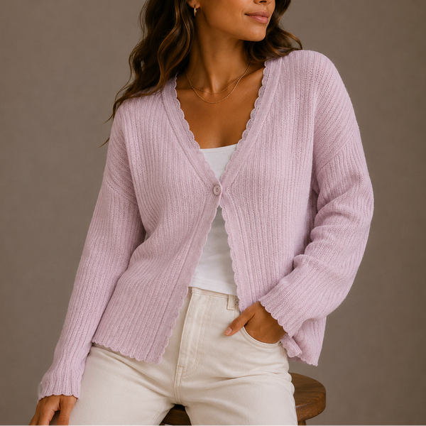 Women’s Knit Cardigan – V-Neck Lightweight Button-Up Style