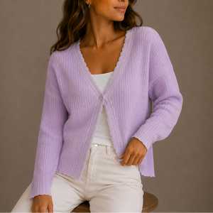 Women’s Knit Cardigan – V-Neck Lightweight Button-Up Style