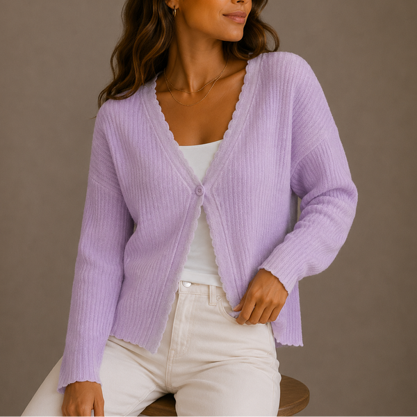 Women’s Knit Cardigan – V-Neck Lightweight Button-Up Style