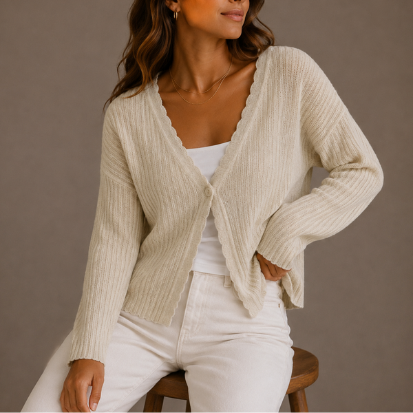 Women’s Knit Cardigan – V-Neck Lightweight Button-Up Style