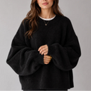 Women’s Oversized Knit Jumper – Crew Neck Sweater with Balloon Sleeves