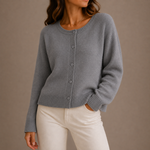Women’s Knit Cardigan – Soft Button-Up Long Sleeve Round Neck Sweater
