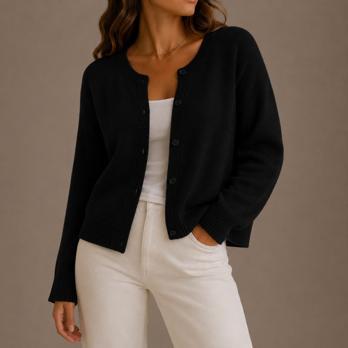 Women’s Knit Cardigan – Soft Button-Up Long Sleeve Round Neck Sweater