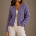 Women’s Knit Cardigan – Soft Button-Up Long Sleeve Round Neck Sweater