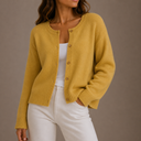 Women’s Knit Cardigan – Soft Button-Up Long Sleeve Round Neck Sweater