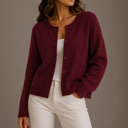 Women’s Knit Cardigan – Soft Button-Up Long Sleeve Round Neck Sweater