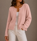 Women’s Knit Cardigan – Soft Button-Up Long Sleeve Round Neck Sweater