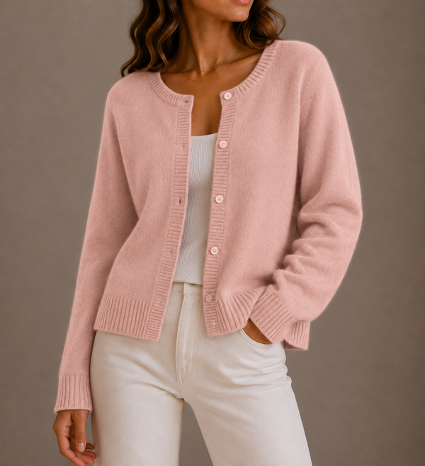 Women’s Knit Cardigan – Soft Button-Up Long Sleeve Round Neck Sweater