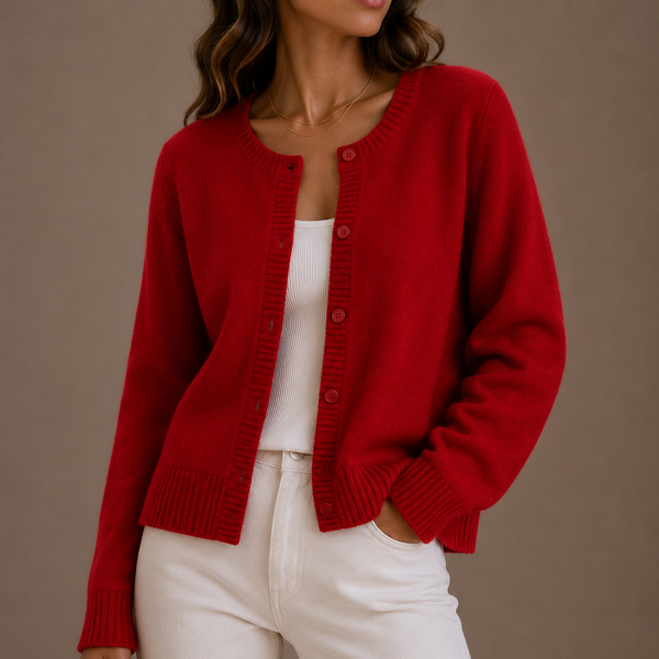Women’s Knit Cardigan – Soft Button-Up Long Sleeve Round Neck Sweater