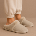 Women’s Suede Mule Slippers – Warm Fur Lined Indoor House Shoes