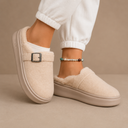Women’s Warm Fleece Slippers – Buckle Cushioned House Shoes