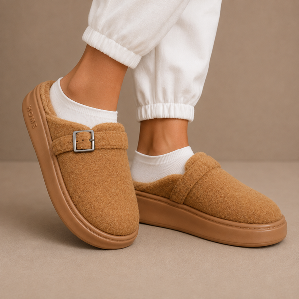 Women’s Warm Fleece Slippers – Buckle Cushioned House Shoes
