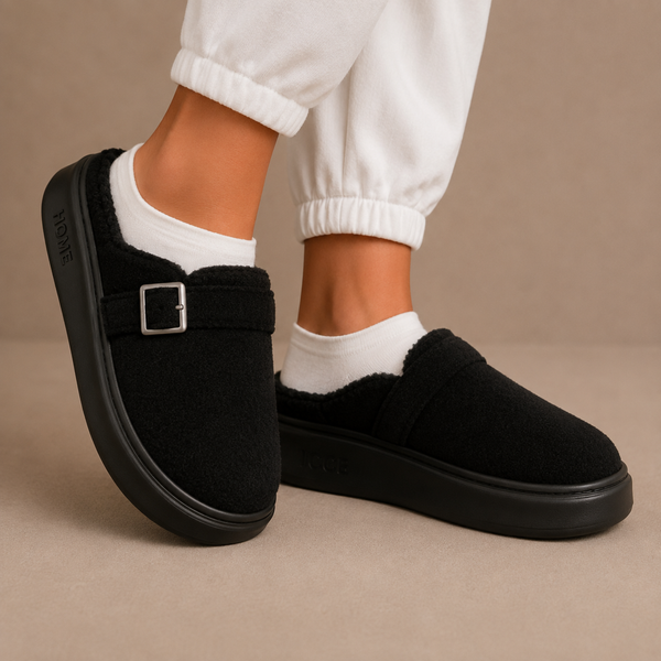 Women’s Warm Fleece Slippers – Buckle Cushioned House Shoes