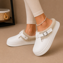 Women’s Fleece Lined Slippers – Cushioned Buckle Slip-On Shoes