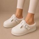 Women’s Fleece Lined Slippers – Cushioned Buckle Slip-On Shoes