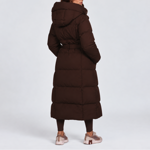 Women's Long Hooded Puffer Coat | Belted Winter Padded Jacket
