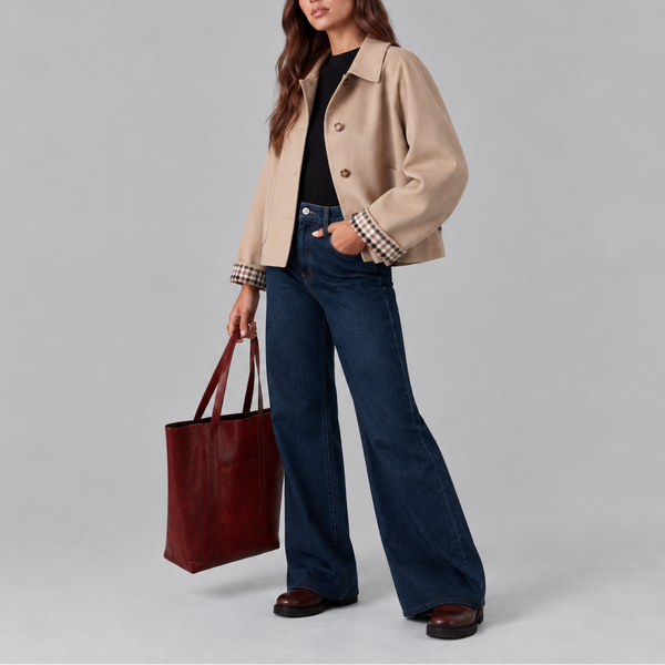 Cropped Trench Jacket | Plaid Lined Short Trench Coat
