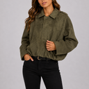 Women's Oversized Suede Bomber Jacket