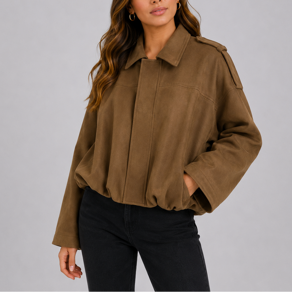 Women's Oversized Suede Bomber Jacket