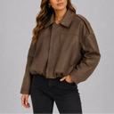 Women's Oversized Suede Bomber Jacket