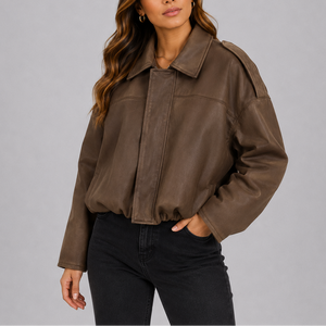 Women's Oversized Suede Bomber Jacket